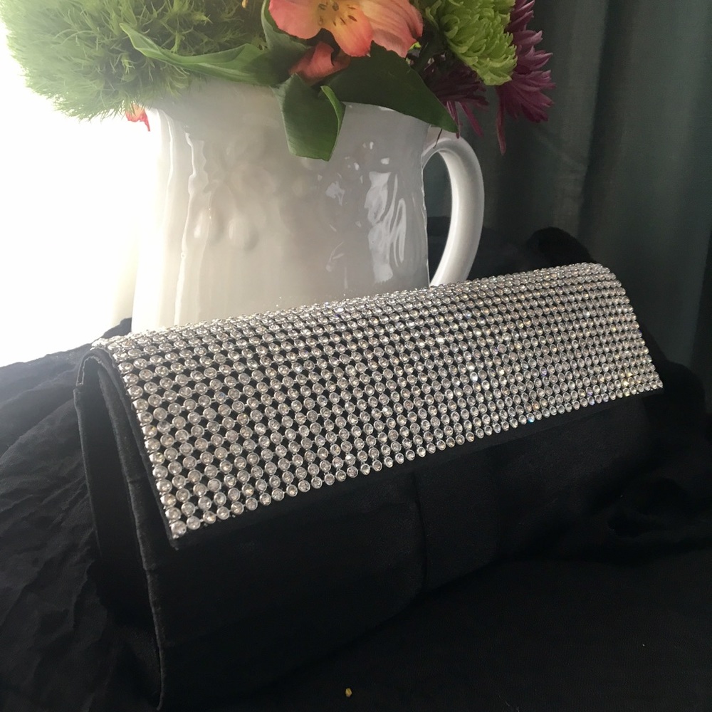 Black hand purse with rhinestones